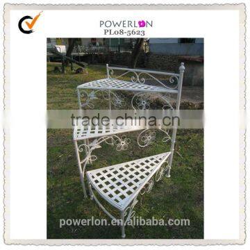 POWERLON Vintage 3-tier metal plant stand outdoor garden decor