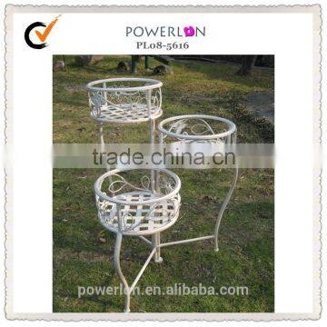 POWERLON Vintage French style 3 pots metal plant stand outdoor decoration