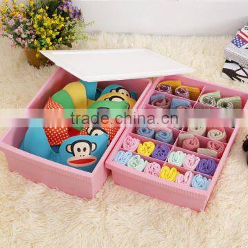 2014 New Hotselling Plastic Waterproof Storage Set Socks and Underwear Storage Box Design With One Lid