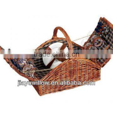 woven willow picnic basket square sahaped ,fully lined