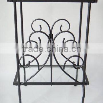 Decorative Occasional Magazine End Table Tempered Glass Top Metal Table photo-2