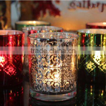 laser sliver glass tealight candle holders