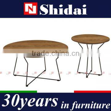 Iron Plate Legs Wooden Round Coffee Table Modern TA112