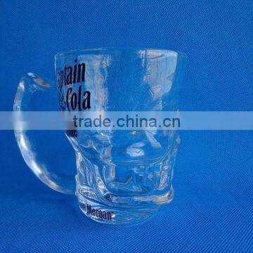 400ml clear skull glass cup beer mug with handle