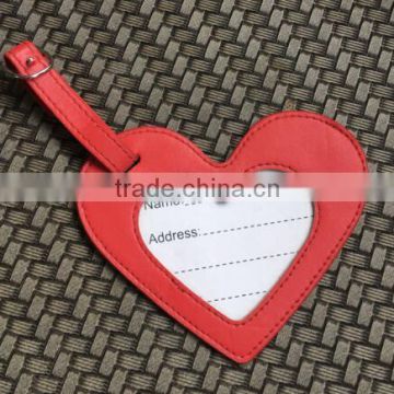 heart shape PU leather luggage tag