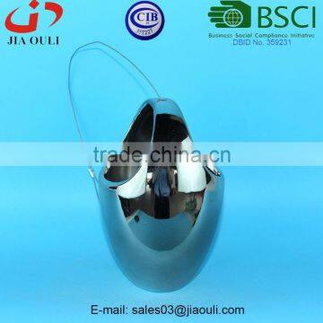 Bucket Shape Ceramic Chrome Plating Hanging Planter Flower Pot , Plant Vase photo-3