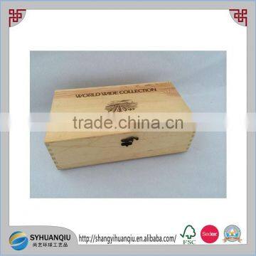 Wooden Double Bottle Wine crate, Case, Box ,with silk printing logo CN