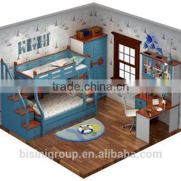 Color Life Mini Children Kid Bed Furniture Wooden Bunk Bed Set for Twins Bedroom Room photo-2