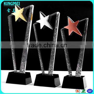 Fashion Multiple Gold Metal Star Crystal Trophy Awards, Crystal Souvenir photo-3
