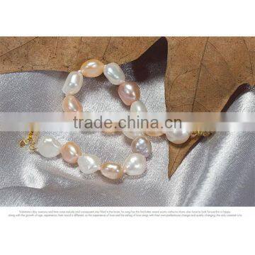 Mother's Gift 9-10mm Multicolor Baroque Freshwater Pearl Bracelet photo-4