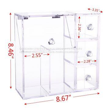 Acrylic Brush Holder Lipstick Puff Drawer Dustproof Box photo-2