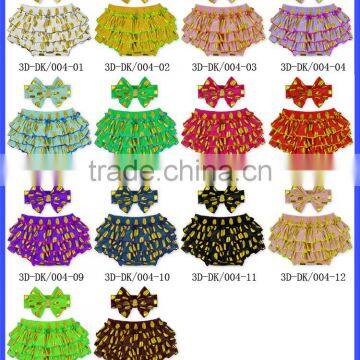 Colorful Printed Baby Bloomers Wholesale Cotton Ruffle Bloomers With Headband Charming Girls Diaper Cover