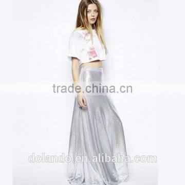 Lastest fashion korean long skirt women sequin skirt