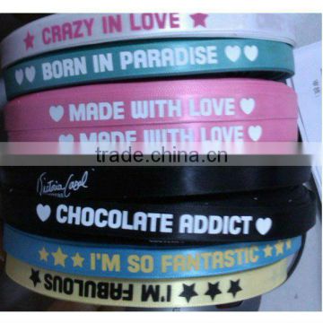 2017 custom printed logo /brand name grosgrain ribbon