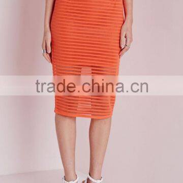 High Quality New Design Lady Stripe Mesh Midi Skirt photo-4