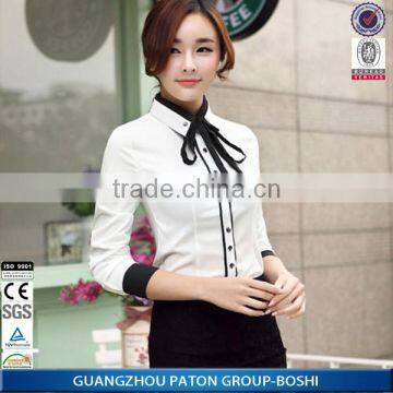 2015 hot sell new custom plain white lady shirts white formal shirts for ladies