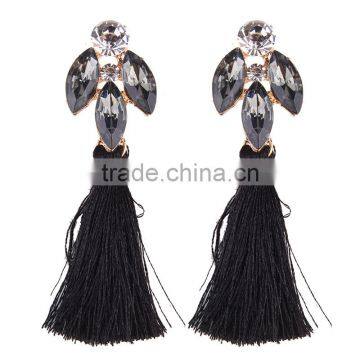 Bohemian Jewelry Rhinestone Gems With Long Colorful Tassel Charms Earrings for Women photo-6