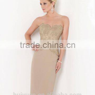 2 Pieces Long Sleeve Satin Lace Mother See Through Evening Dress photo-2