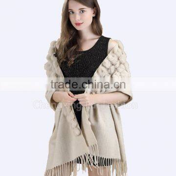 CX-B-P-68K Hot Winter Women's Thick Warm Fur Pashmina Cashmere Stole Scarves Shawl Wraps photo-2
