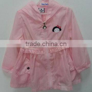 Girls Pink Color Wind Proof Coat for Summer