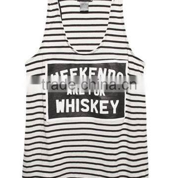Simple Design Striped Singlet Loose Tank Tops Wholesale Women photo-4