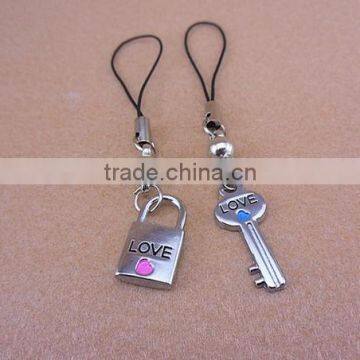 key and lock Love cell phone accessories Couples phone hangers best valentine day jewelry gift