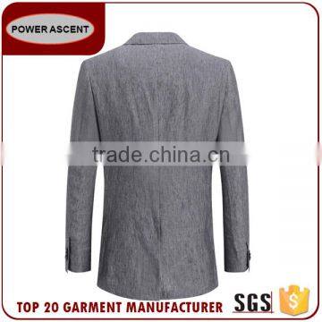 Wholesale Men Coat Suit Checked Half Lined Light Grey Formal Jacket For Men photo-2