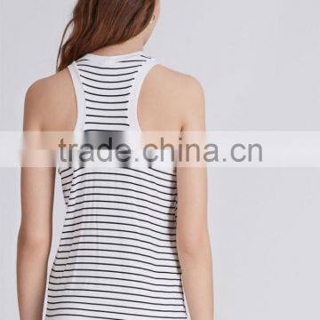 2017 Fashion Lady Singlet Striped Sleeveless t Shirt High Neck Stringer Women Tank Top photo-3