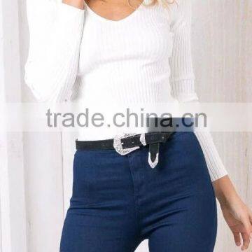 Runwaylover EY2350B Sexy Deep V-Neck Ladies Fashion Halter Tight T-Shirts photo-3