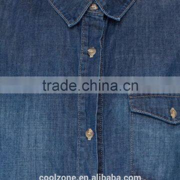 Contrast Topstitch Relaxed Fit Denim Shirt Women Chest Pocket Denim Shirt photo-5