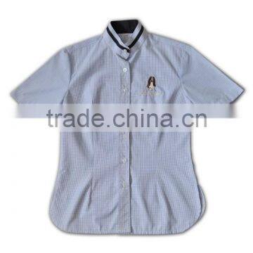 100% Cotton Design China Made Short Sleeve Ladies Formal Checks Shirts Designs photo-4