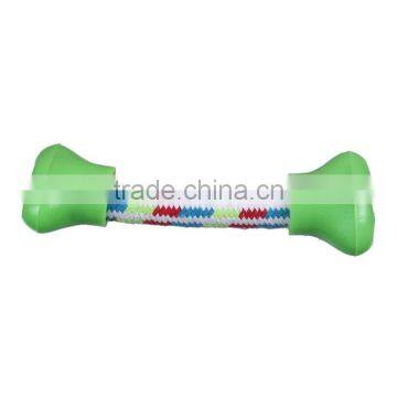 Plastic & Cotton Pet Products Chew Molar Knot Toy Durable Bone Green photo-2