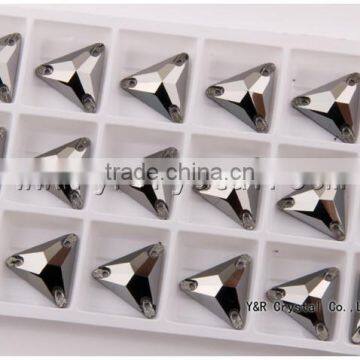 YR3270 Triangle Sew on Stone Flatback Glass Crystal Jet Hematite photo-4