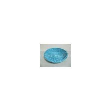 Oval Blue Poly Rattan Bread Basket Handmade Display For Restaurant