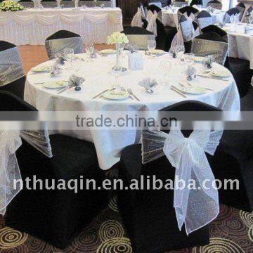 black wedding lycra spandex chair cover and polyester table cloth for party banquet