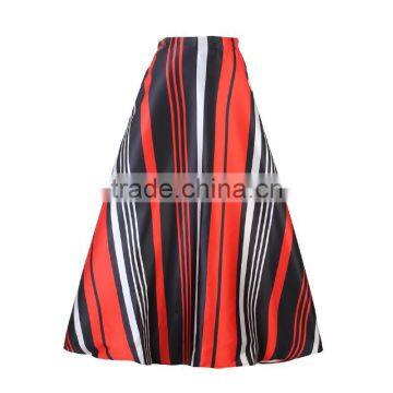 onen Spring Autumn High Waist Geometry Striped Print Pleated Maxi Skirt Fall Contrast Casual A Line Skater Tutu Skirts Women C