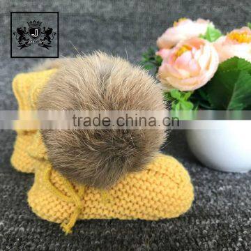 2017 Factory Wholesale Cute Shoes Plush Baby Booties With Rabbit Fur Ball