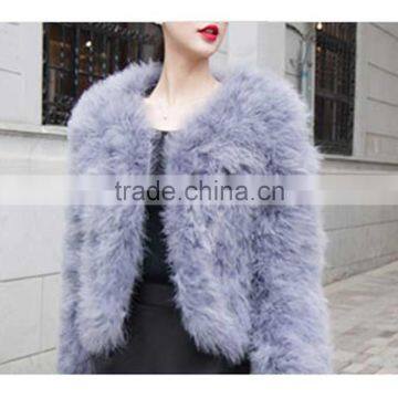 SJ012-01 Fashionable Light Warm Fur Coats for Lady Gray Fur Coats