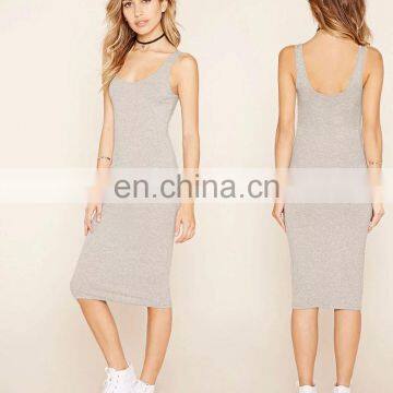 Wholesale Sexy Sleeveless Dress Ribbed Bodycon Midi Dress Summer Long Dresses Women