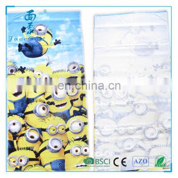 60*120CM custom100% cotton minions cartoon character printed baby kids beach towel