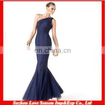 HC4242 The Whole Sale Mermaid Sleeveless Applique Jewelry Neckline Royal Blue Bottom Tull Mermaid Evening Dress