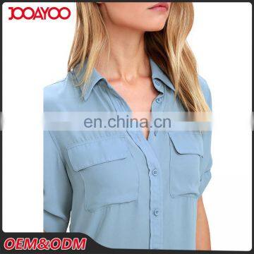 2017 New Summer Ladies Button Up Half Sleeve Cotton Blouse Women Latest Fashion Blouse Design photo-6
