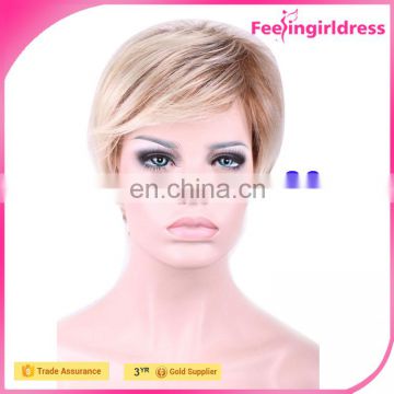 Stylish Lady 26cm mix color firbe synthetic short hair wig bulk