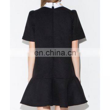 2016 Hot Selling Popular Bird Collar Black Peplum Dress Fashionable Mature Women Wear photo-4