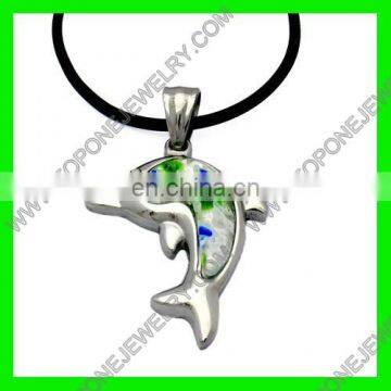 Custom animal shaped dolphin stainless steel murano pendant