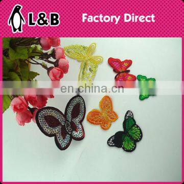 2016 fashion iron on patches for jacket,butterfly fabric embroidery patches