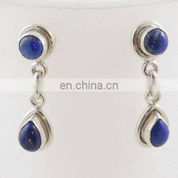 Lapis silver earrings Wholesale silver jewelry Natural gemstones silver jewelry Double stone silver earrings