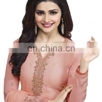 Party Wear Salwar Kameez With Patiala Pant / Palazzo Pant Style / Straight Cut Style Semi-Stitched Dress Material (salwar Kameez photo-4