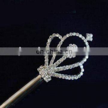 Fairy Princess Queen Silver Magic Wand Crystal Rhinestone Scepter Wand