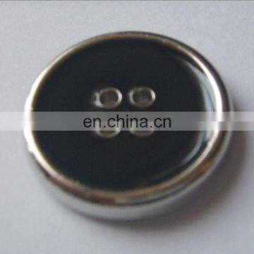 25mm splendid black resin button with silver rim